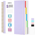 Graph Paper Notebook 8.5" X 11": 5 Subject Graphing Notebook with Dividers - color: Purple