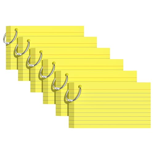 300 PCS Index Cards 3x5 Inches, Yellow Flash Cards with Ring - color: Yellow, size: 3x5 Inch