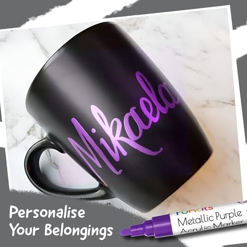 5 Metallic Acrylic Purple Paint Pen Marker for Fabric, Wood Canvas - color: Metallic Purple