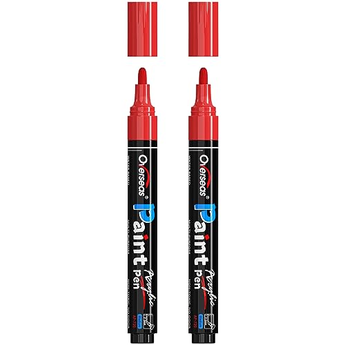 Overseas 2 Pack Red Acrylic Paint Pens Permanent Markers, Medium Tip - color: Red