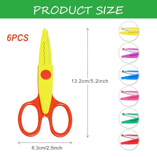 HAALII Craft Scissors Decorative Edge, for Crafting, Scissors, Zig Zag Kids Adults, Back to School Supplies, Scrapbook, Scrapbooking, Fancy, Pattern, Design, Create Fun Decorative Borders, 6 Pack