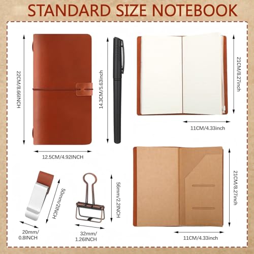 Thenshop Leather Travel Notebook 3 Inserts, Brown, Stand Size - color: Brown, size: Stand Size