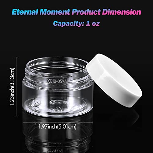Eternal Moment 50 Pack 1 OZ Plastic Jars Clear Cosmetic Container with Lids | Round Makeup Jar for Lotion, Cream, Ointments, Eye Shadow, Rhinestone, Samples, DIY Travel Storage ( White Lid ） - color: White Lid, size: 1 Ounce