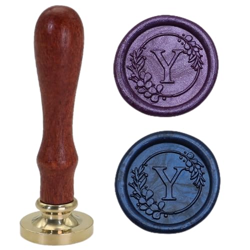 Initial Alphabet Y Wax Seal Stamp Set, Retro Letter Sealing Stamp with 150Pcs Sealing Wax Beads in 5 Color, Melt Spoon Pen Kit for Wedding and Christmas (Y) - style: Y