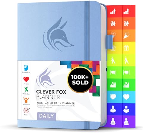 Clever Fox Daily Planner, Undated Professional & College Day, Periwinkle - color: Periwinkle (Undated)