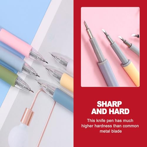 6 Pack Retractable Precision Craft Knife Pen Set, Hobby Paper Cutter with 6 Assorted Colors for Art Crafting Scrapbooking Sticker Cutting DIY Detail Projects