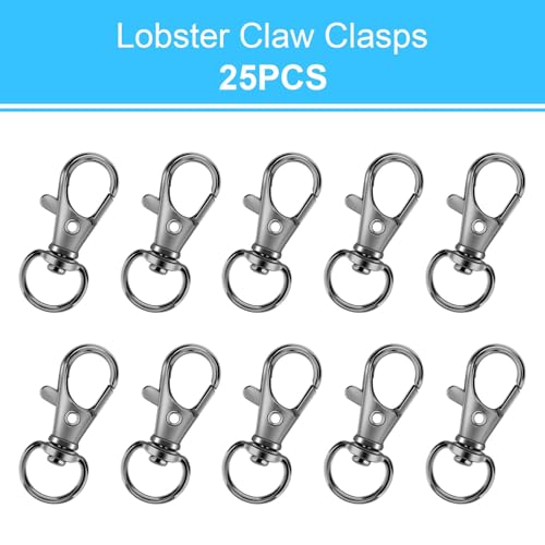 50PCS Metal Lobster Claw Clasp with Key Rings, 25PCS Keychains Clips Hooks and 25PCS Key Chain Rings, Keychain Accessories, Keychain Rings Making kit for Crafts, Gun Black - color: Gun Black