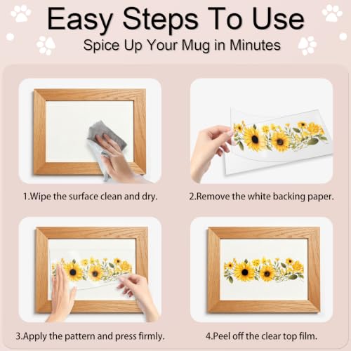 4 Sheets Sunflowers Rub on Transfer Stickers for Furniture