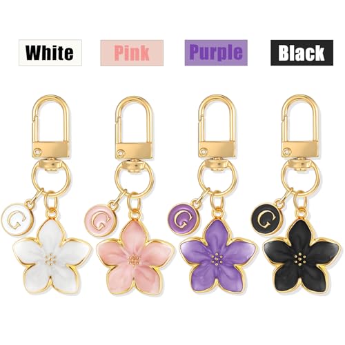 XGALBLA Cute Flower Initial Letter Keychain for Women, Flower Charms, Bag & Purse Charms for Handbags & Backpacks Accessories - color: Pink-g