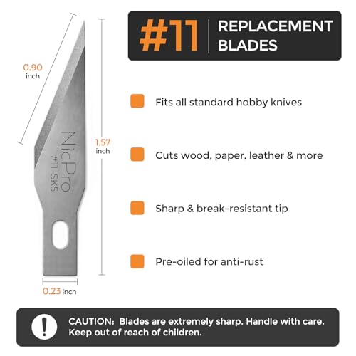 Nicpro 240 PCS Hobby Blades Set SK-5, Art Utility #11 Blades Refill Cutting Tool with Storage Case for Craft, Hobby, Scrapbooking, Stencil - 2 Pack of Case - size: #11 240pcs