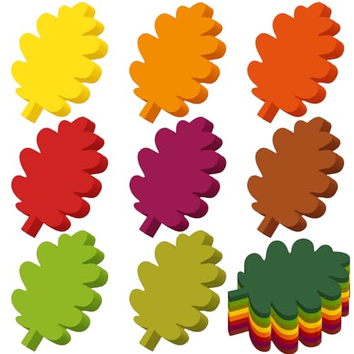 600 Pcs Oak Leaf Paper Cutouts for Bulletin Board, 1.97'' x 1.18'' Small Leaf Die Cuts Paper Shapes for Classroom Decorations, Autumn Theme DIY Craft Projects, School Wall Decor, 9 Colors - style: Oak Leaves