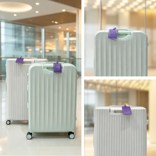 Vigorport Luggage Tags, Leather Personalized Suitcase Tag Set of 4 Pack - color: Dark Purple
