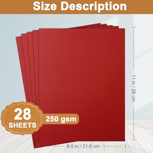 Silunkia 28 Sheets Christmas Red Cardstock 8.5 x 11 Craft Paper 92lb - color: Red, size: 28 Sheets