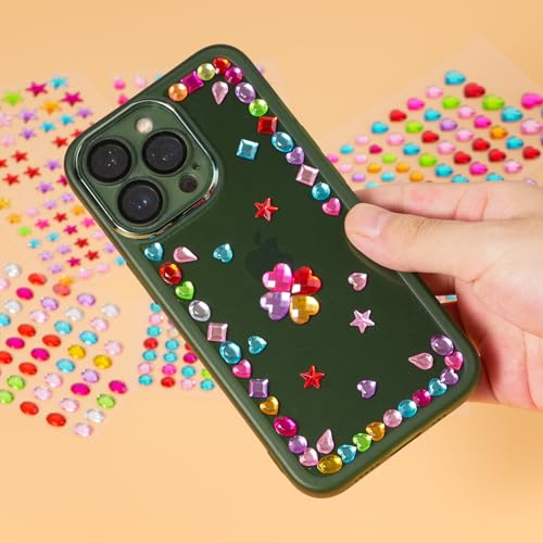 1200+pcs 6~15mm Self-Adhesive Gem Stickers Various Shapes and Colors - color: Mix Color