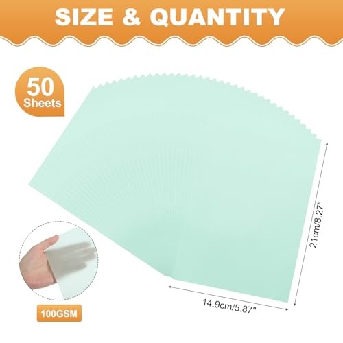 MECCANIXITY 50 Sheet Colored Vellum Paper 5.9" x 8.3", 100gsm Translucent Printable Vellum Sheets for Printing Wedding Invitations Inkjet Laser Printer, Light Blue - color: Light Blue, size: 5.9" x 8.3"