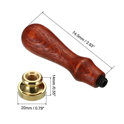 PATIKIL 20mm Round Blank Wax Seal Stamp, Removable Brass Head Without Carving Wooden Handle Retro for Envelope Invitation Wine Packing Gift Wrapping - size: 20mm
