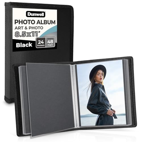 Dunwell Art Portfolio 8.5x11, 24 Pockets, Displays 48 Pages, Black - color: Black, size: 8.5x11" w/ BLK Paper