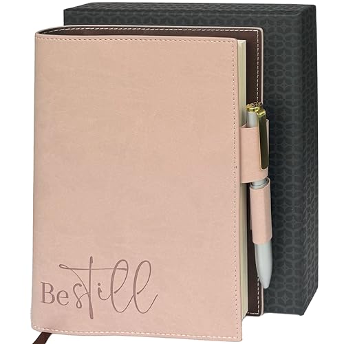 SETTINI® Refillable Vegan Leather Journal with Pen, Be Still Pink - color: Delicate Pink - Be Still