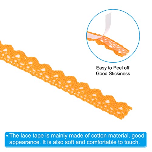 PATIKIL 0.6" Wide 2 Yards Self-Adhesive Lace Tape Lace Ribbon, 3 Pack Cotton Washi Trim Stickers Masking for Craft Scrapbooking DIY Card Making, Orange - color: Orange
