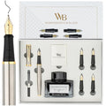 Wordsworth & Black Luxury Fountain Pen Set for Writing, 6 Nibs, Silver Gold - color: Silver Gold