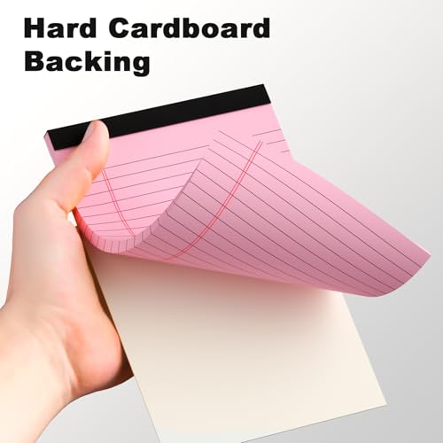 AILZFEI 6pcs Small Note Pad 5x8 College Ruled Pink Legal Pads Paper Notepads 6 Pack Study Back Writing Pads 5 x 8 Legal Pads Perforated Narrow Ruled Pads of Paper Pink - color: Pink