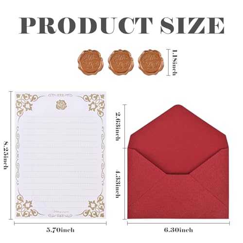 BAYTORY 27Pcs Stationery Paper and Envelopes Set, A6 Vintage Envelopes - color: Multicolor & Letter Papers