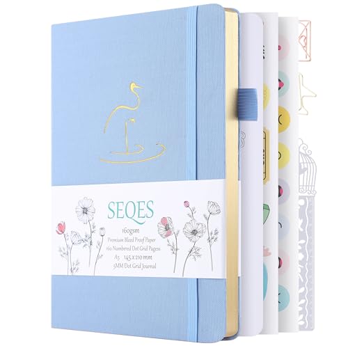 A5 Bullet Dotted Journal Notebook | 160gsm Thick Bleedproof Paper, Lay Flat Binding, 160 Numbered Pages | Hard Cover Dot Grid Notebook/Bullet Journals for Creatives & Professionals(Crane) - style: Crane