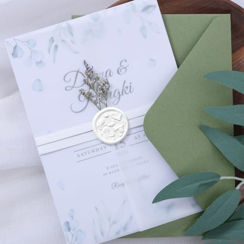 UNIQOOO Wax Seal Stickers - 3D Magnolia Wedding Invitation Envelope Botanical Seal Stickers, 50 Pcs Self- Adhesive Snow White Stickers, Perfect for Invitation, Christmas, Gift Wrapping, Party - color: Snow White, size: Magnolia,50