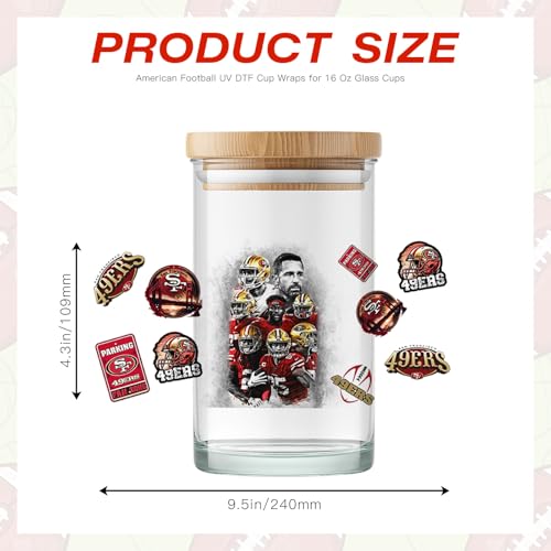 4 Sheet UV DTF Cup Wraps for 16 Oz Glass Cups American Football (07) - style: ER1
