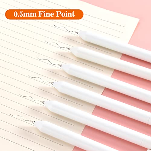 BAYTORY 8Pcs Gel Pens, 0.5mm Rotatable Fine Point Black Ink (White) - color: White