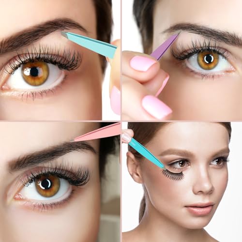 SWEET VIEW 7PCS Tweezers Kit for Women Facial Hair & Brow | Plucker with Eyebrow Scissors & Razor & Spoolie for Chin, Splinter and Ingrown Hair - color: Multicolor