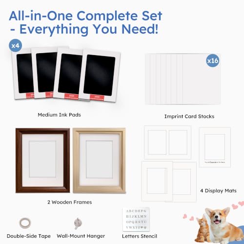 MYPAWLETS Pet Pawprint Ink Pads & Frames Kit,Dog Nose Print,4 Pack - size: 4 Packs-Medium