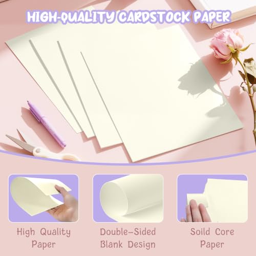 40 Sheets Cream Cardstock Paper 8.5 x 11, Ivory Cardstock Printer Paper | Off White Card Stock Paper 8.5 x 11, 200 GSM Construction Paper for DIY Cards, Greeting Cards, Wedding Invitations - color: Cream (Milkywhite), size: 8.5x11 IN-40 Sheets