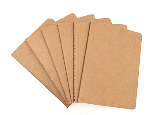 ALIMITOPIA Pocket Notebook 6 pack Brown Softcover Thread-bound Small Notebook Journal Diary Memo NotePad,A6 Size(4"X5.5"),30 sheets(Gridding Pages) - size: A6 Size (Gridding Pages)