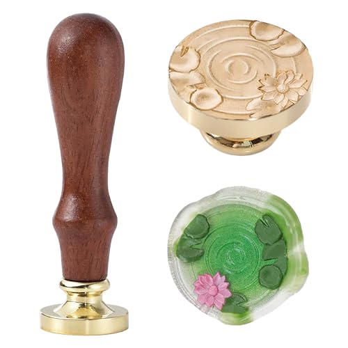 Wax Seal Stamp, Lotus Pond Sealing Wax Samp, Blooming Lotus with Lily Pads and Water Ripples, 3D Tranquil Nature Scene Seal - color: Ripple Lotus
