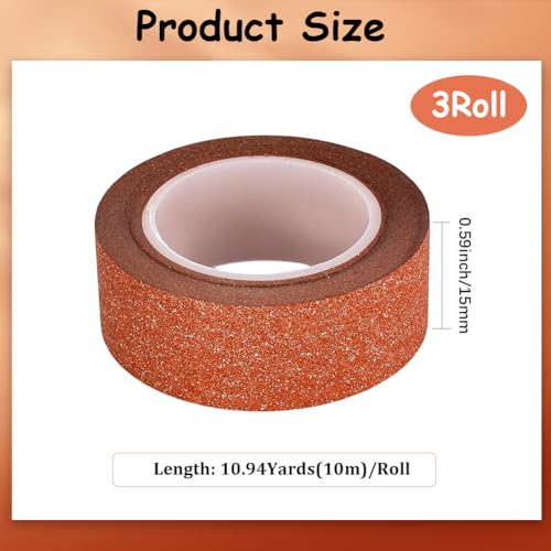 GORGECRAFT 3 Rolls 30mx15mm Washi Glitter Tape Dark Goldenrod Decorative Adhesive Tape Foil Paper Masking Tapes Craft Stick On Sticky Trim for DIY Scrapbook Gifts Wrapping Car Furniture Walls - color: Dark Goldenrod