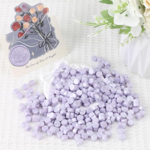 Light Purple Wax Seal Beads, HOSEALING Premium 360pcs Sealing Beads for Wax Seal Stamp, Purple Sealing Wax Pellets Refill Pack for Wax Seal Kit, Wedding Invitations, Envelope Letter Sealing - color: Light Purple