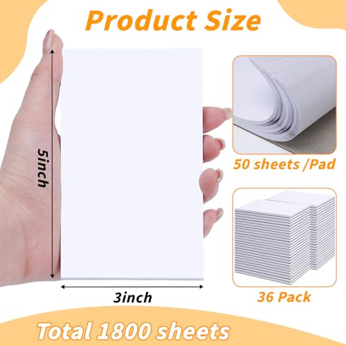 Oleitodh 36 Pack 3 x 5 Inch Note Pads White Memo Pads Small Writing Pads - size: 3 x 5 inch-36Pack