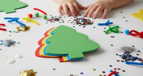 SHAPES ETC. 5.5" x 5.5" Evergreen Tree Creative Foam Cut-Outs, 15-Count - color: Assorted Foam Tree