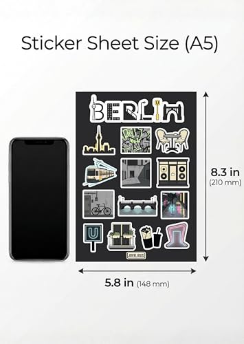 Berlin Sticker Sheet, Berlin Stickers for Laptop & Journal - style: Berlin