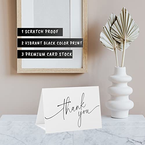 Layneria 100 Bulk Thank You Cards with Kraft Envelopes and stickers - 4 Minimalistic Designs Blank Thank You Notes with Envelopes for business Wedding Bridal Gift Baby Shower Business Graduation - color: White