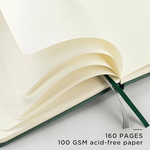 &And Per Se Dotted Journal – A5 Hardcover, Dot Grid Notebook for Planning & Journaling, 160 Pages 100gsm Paper, Stickers - 5.7”x8” (Dark Green) - color: Dark Green, style: Dotted 160 pages