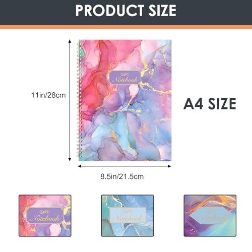 LABUK 3 Pack Spiral Notebook College Ruled Notebook, Aesthetic Journaling Notebooks for Work School Office Home, 3 x 120 Pages, 8.5 x 11 Inches Notebooks for Valentine Gifts - color: multicolored