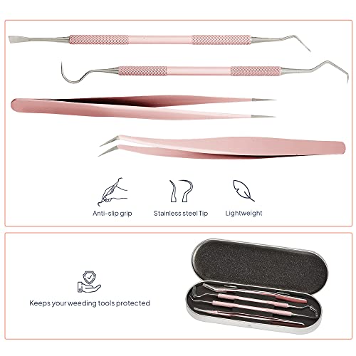 Premium Vinyl Weeding Tool Kit - Precision Stainless Steel Weeder - Hook and Pick with Fine Tweezers Crafting Set for Cricut Vinyl - by iVyne (Rose Gold) - color: Rose Gold