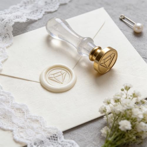 LANKIN Diamond Wax Seal Stamp, Jewelry Theme; 25mm Brass Head - color: Diamond