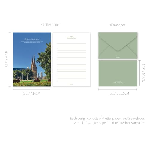 Monolike Capture the Life Sky Letter Paper and Envelopes Set - 8Type, 32 Letter Paper + 16 Envelopes - color: Capture the Life Sky