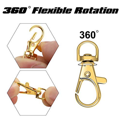 SANNIX 60pcs Gold Swivel Snap Hooks with Key Rings,Keychain Clip Hooks - color: Gold