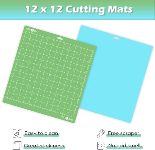 HTVRONT Cutting Mats 12x12, 2 Pcs, Compatible with Cricut Maker/Explore - color: Green, Blue, size: 12X12in