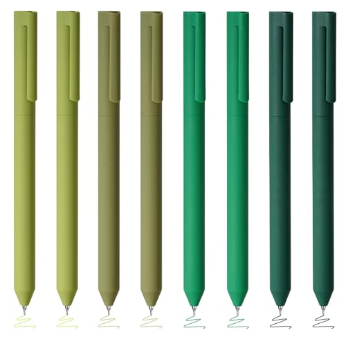 BAYTORY 8Pcs Colored Gel Pens, 0.5mm Rotatable Fine Point Pen (Green) - color: Green