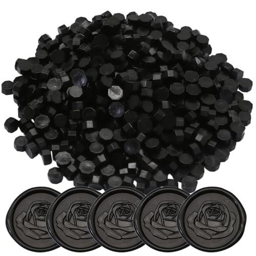 400pcs Black Wax Seal Beads Premium Sealing Wax Beads, Octagon Seal Stamp Pellets Refill Pack for Wedding Invitations Sealing Stamp Bead Xmas Gift Wrapping & Bridal Crafts（Black） - color: Black